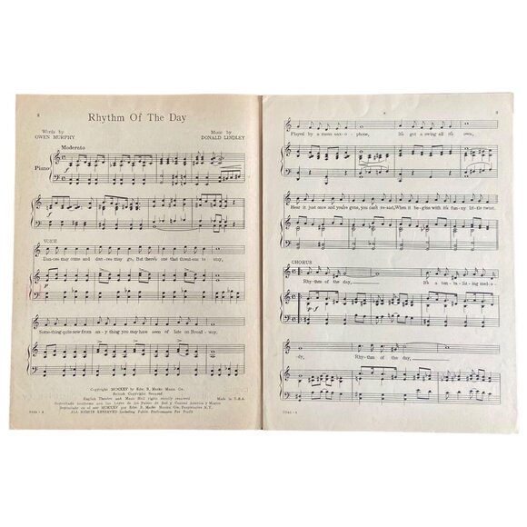 Vintage 1920s Sheet Music Earl Carroll's "The Rhythm Of The Day" - Picture 3 of 4